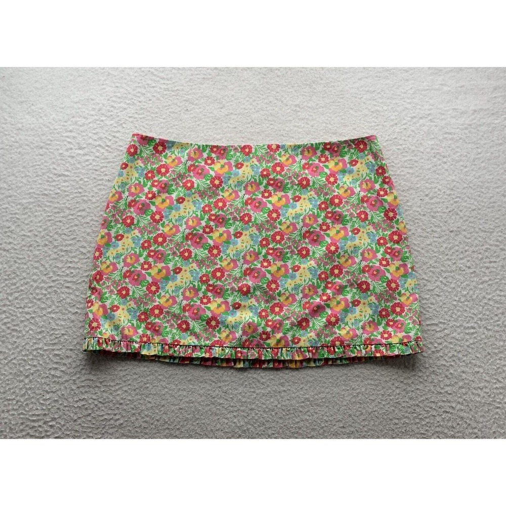 Lilly Pulitzer Mini Skirt Womens 8 (33x14.5) Preppy Floral Ruffled Hem Zip Back